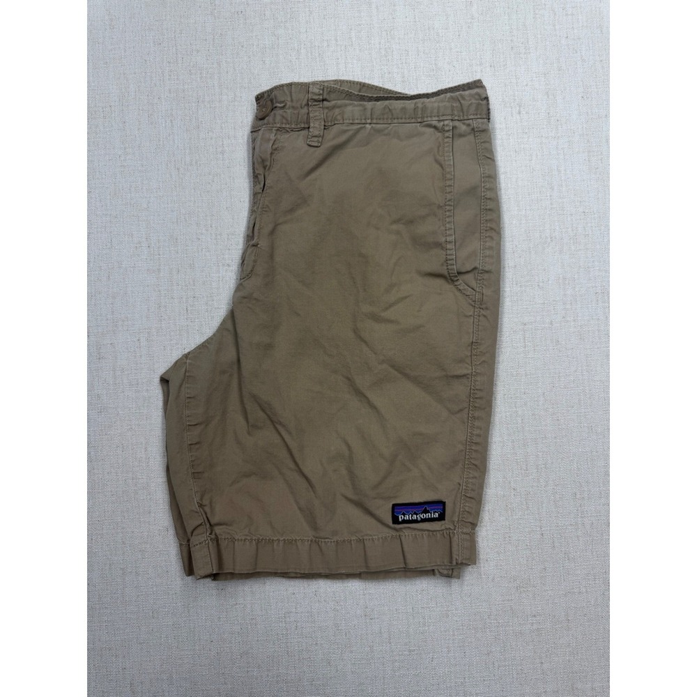 Patagonia Mens Stand Up Shorts 30 Khaki Tan Organic Cotton Hemp 7 Inch Inseam